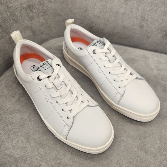 Steve Madden Fashion Sneakers Men's 9.5 White Leather Nickai Low Top New $100